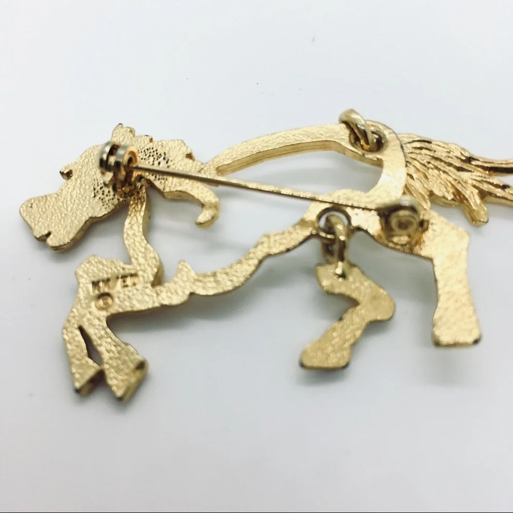 KK/ED Horse Brooch Vintage Goldtone Pin